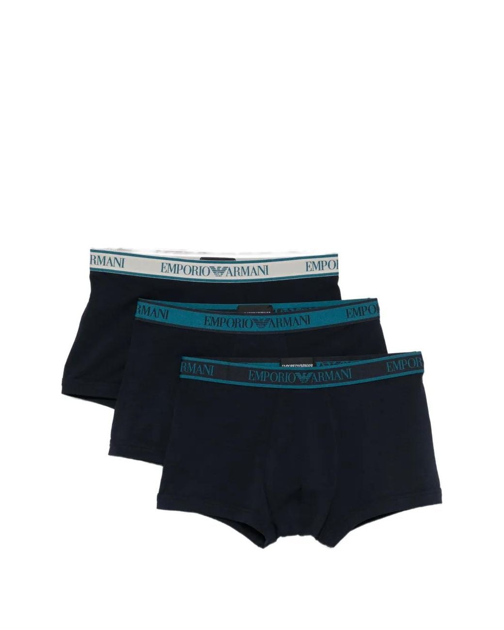 Emporio Armani Blue Logo-Waistband Boxers (Set Of Three) for men