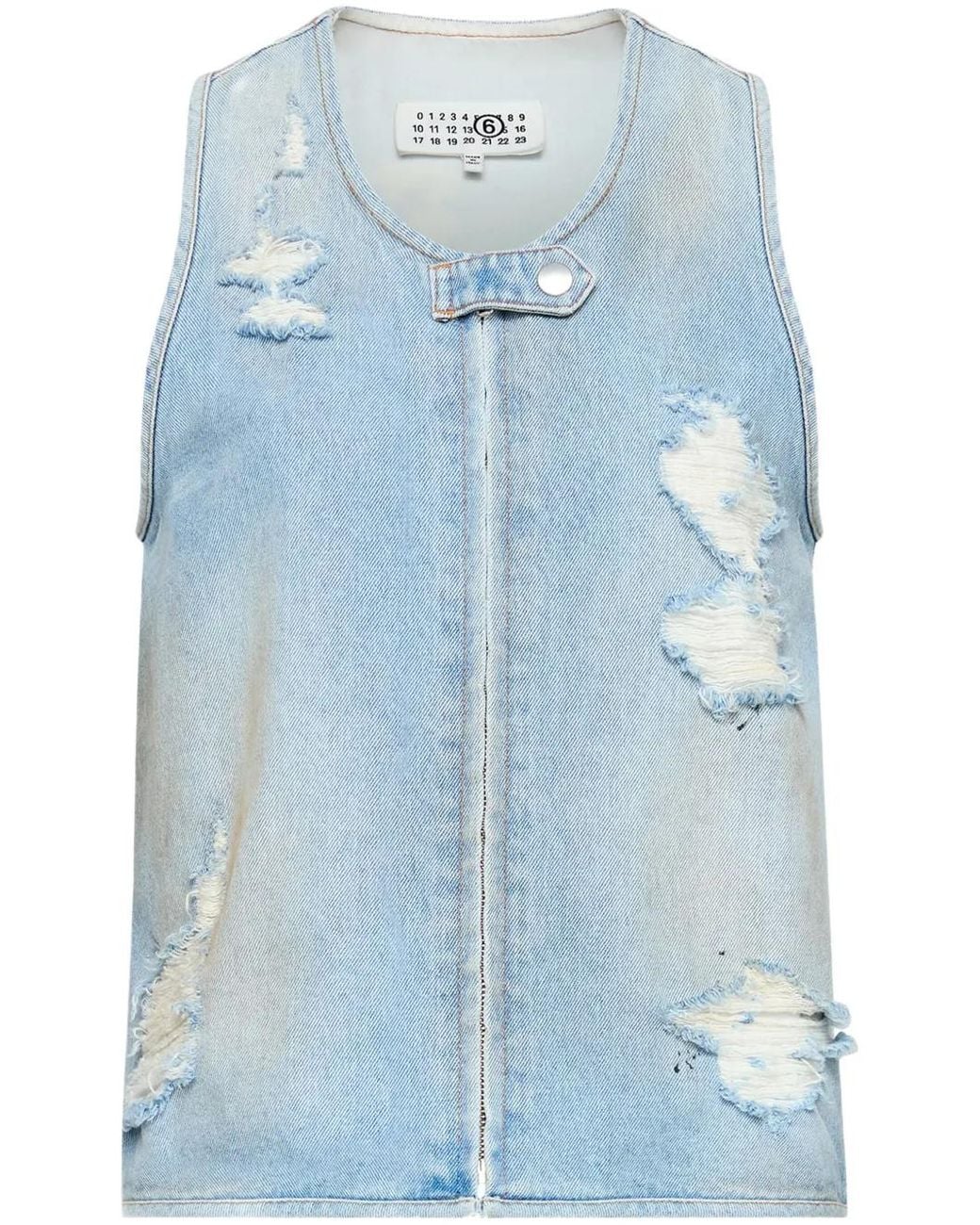 MM6 by Maison Margiela Blue Distressed Effect Waistcoat