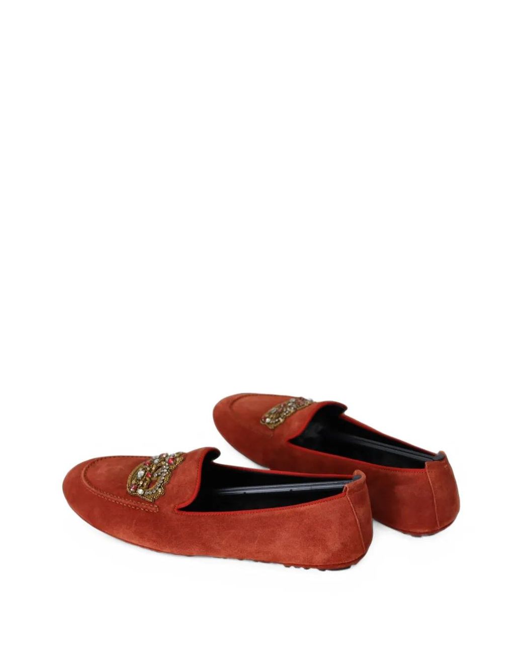 Dolce & Gabbana Red Crystal-Embellished Crown Loafers for men