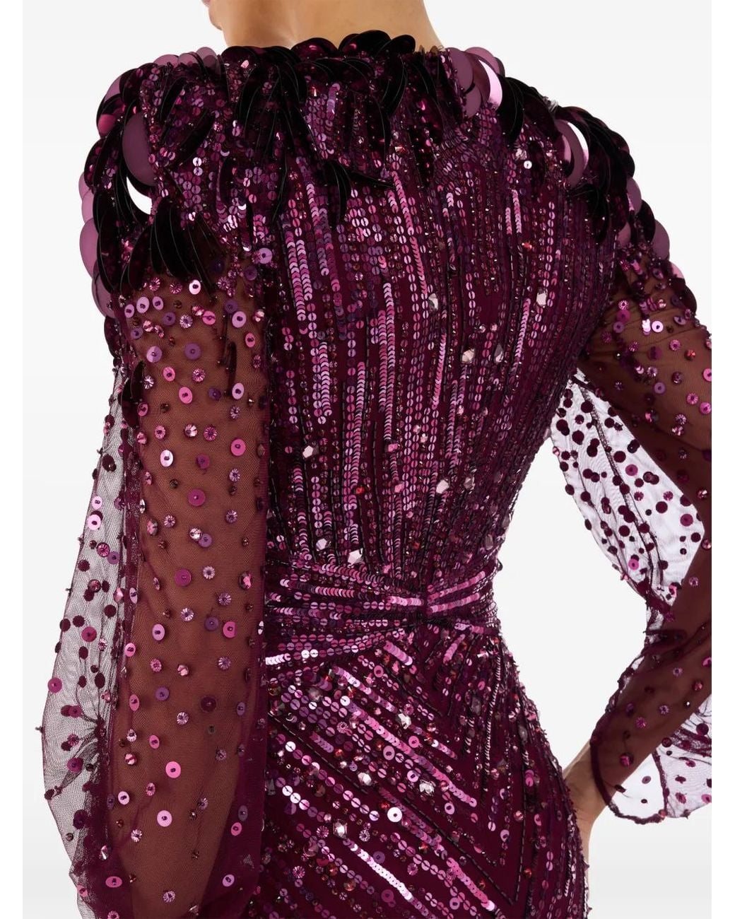 Jenny Packham Purple Xenia Sequin-Embellished Maxi Dress