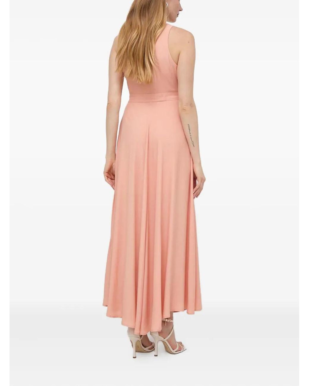 Twinset Pink V-Neck Split Maxi Dress