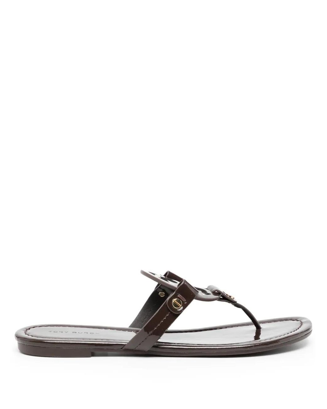 Tory Burch Brown Miller Logo-Plaque Leather Sandals