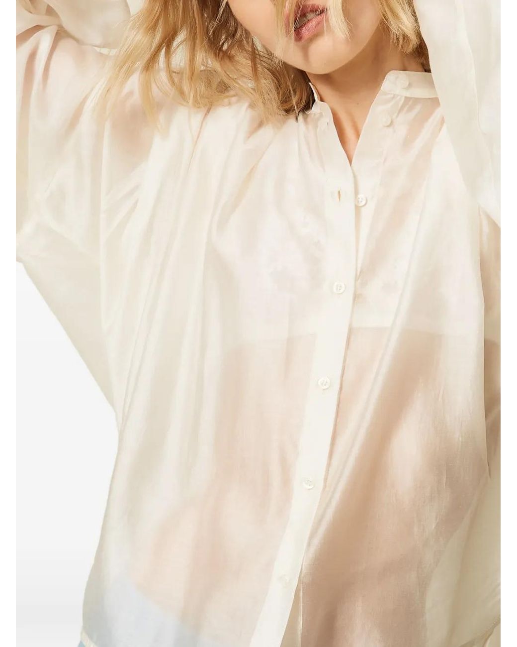 Twinset White Voile Shirt With Gathering