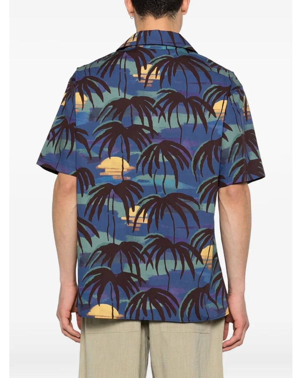 Drole de Monsieur Blue Palm Button Shirt for men
