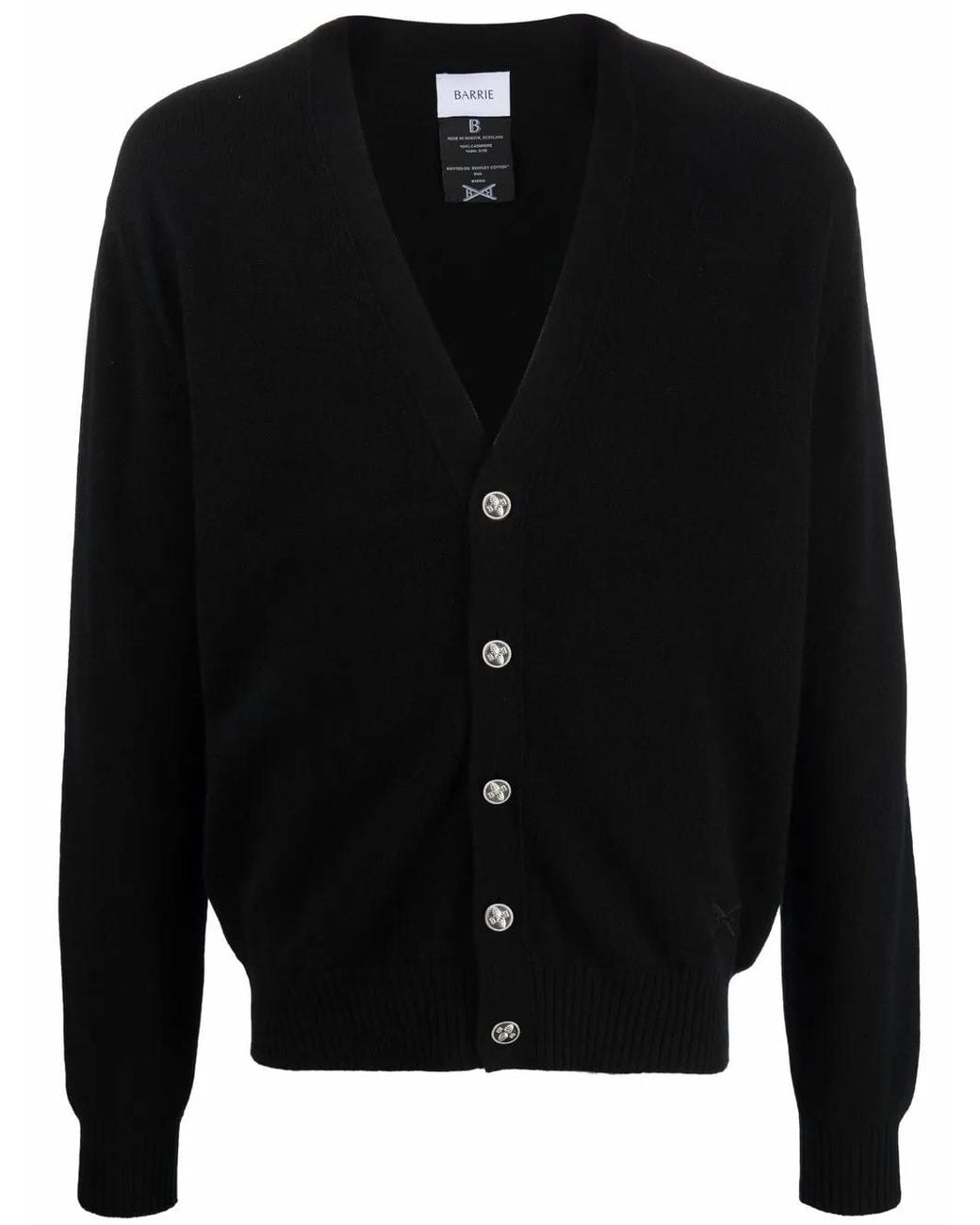 Barrie Black Buttoned-Up Cashmere Cardigan for men