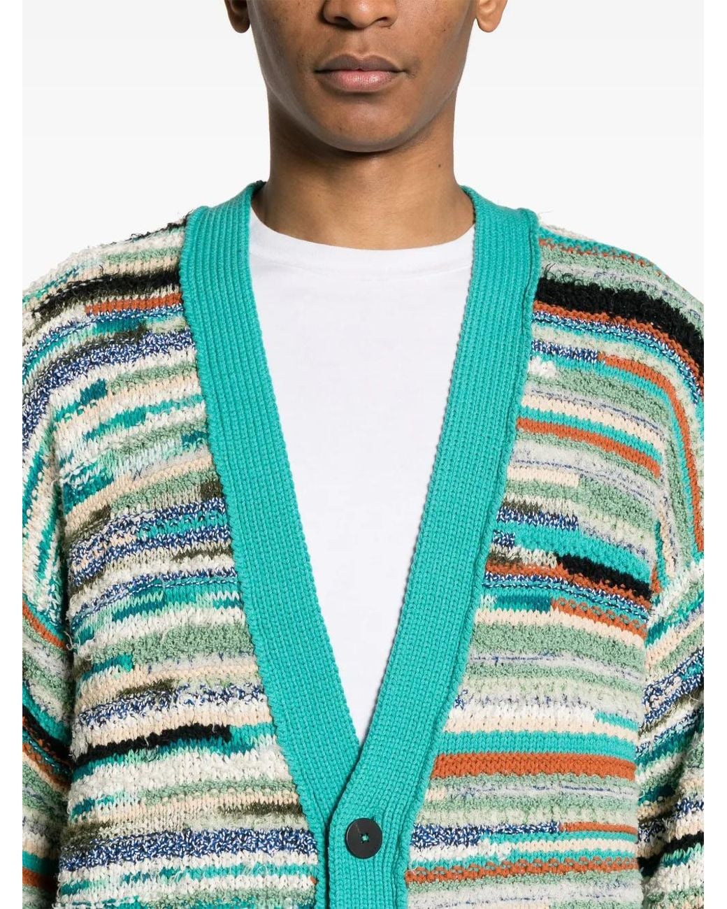 Alanui Green Madurai Striped Cardigan for men