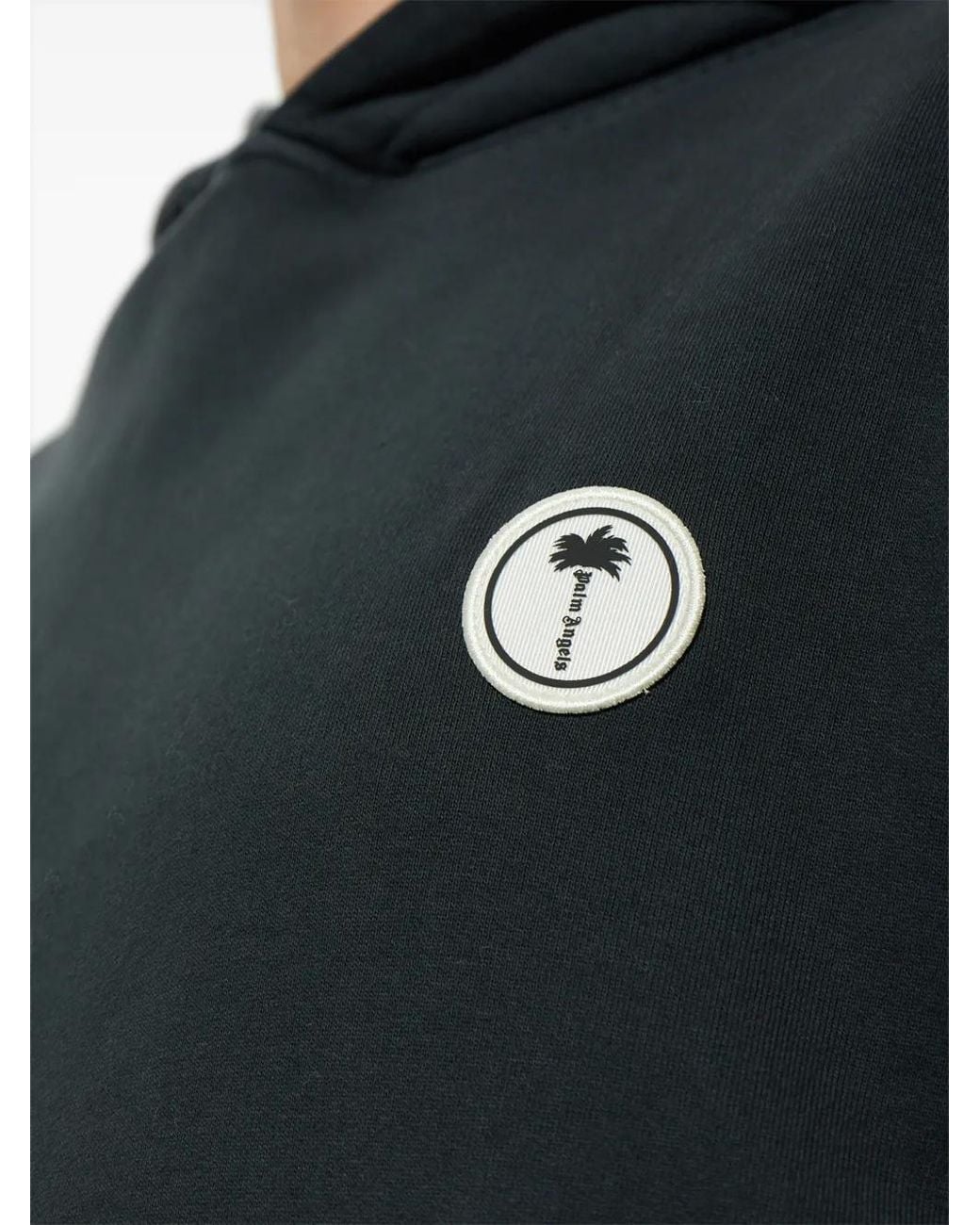 Palm Angels Blue Logo-Patch Hoodie for men