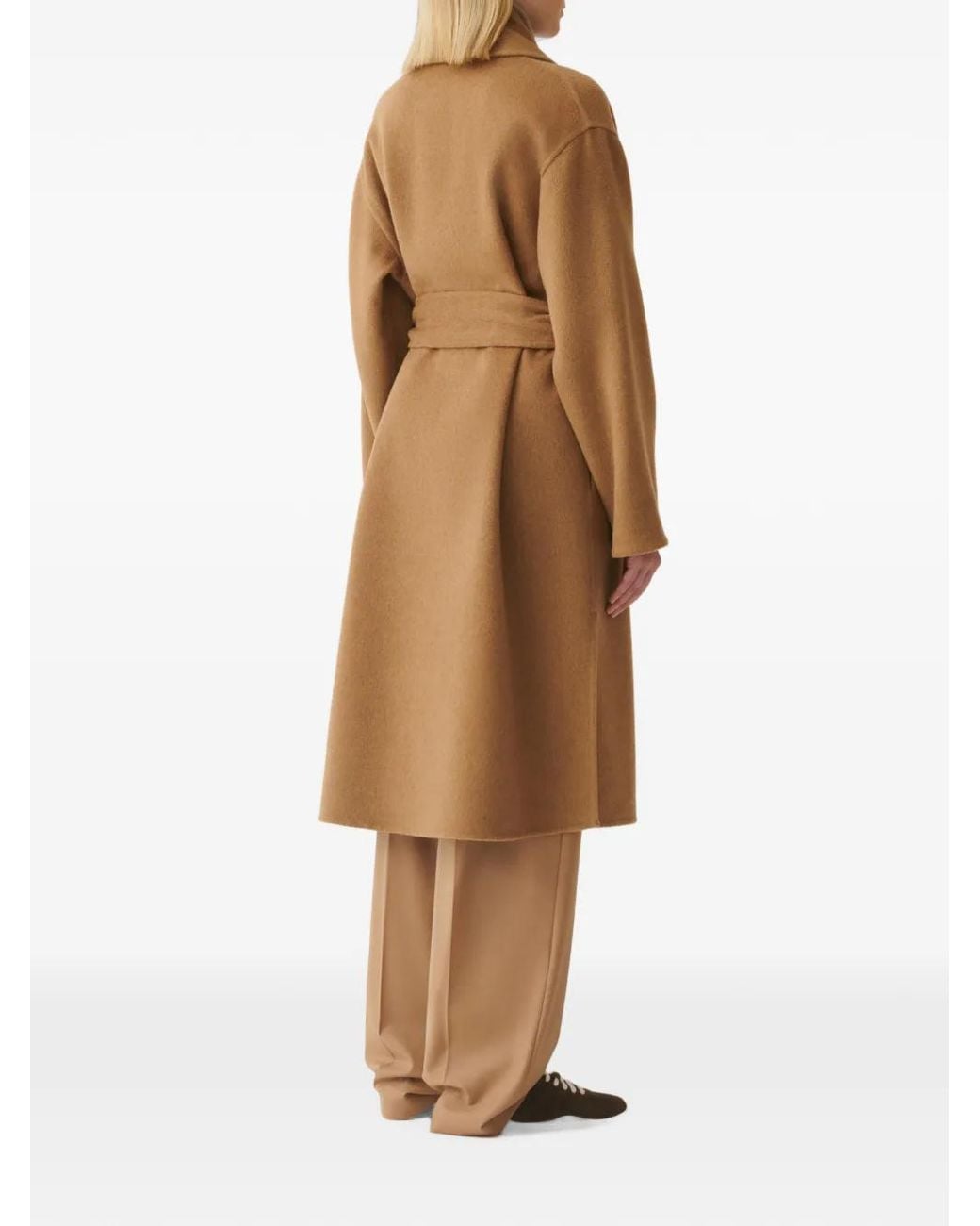 Fabiana Filippi Natural Belted Shawl-Lapel Coat