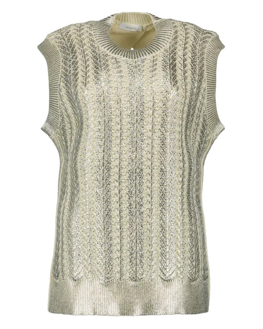 Rabanne Natural Textured-Knit Sleeveless Top