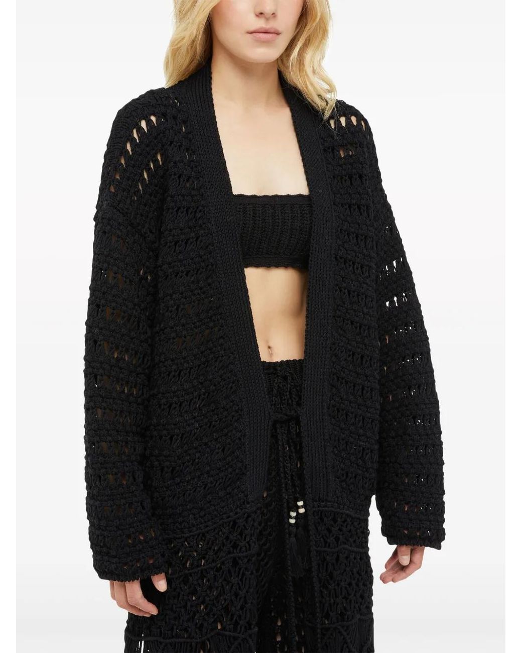 Alanui Black Love Letter To India Fringed Cardigan