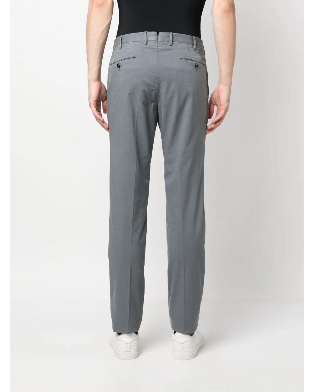 PT Torino Gray Cotton-Lyocell Blend Chino Pants for men