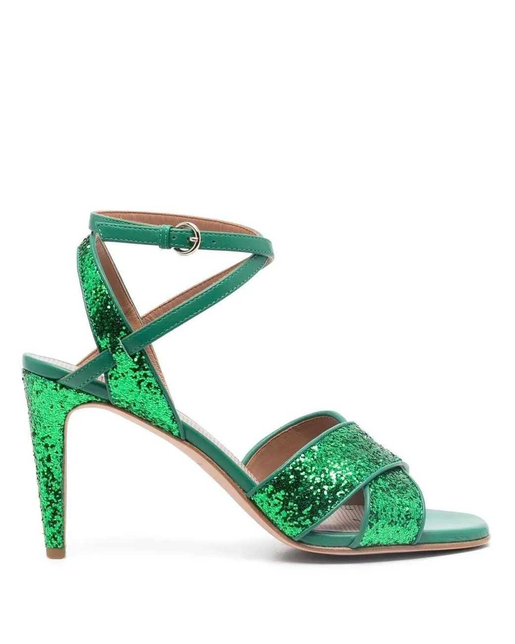 Red(v) Green Glitter-Embellished Open-Toe Sandals