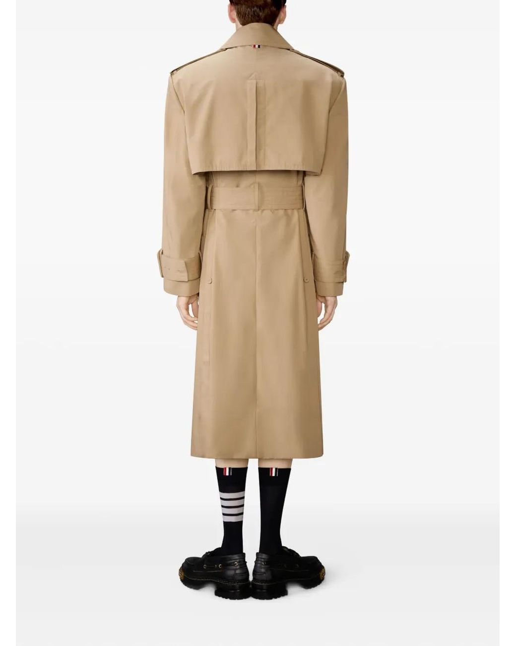 Thom Browne Natural Oversized Cotton Suiting Trench Coat for men