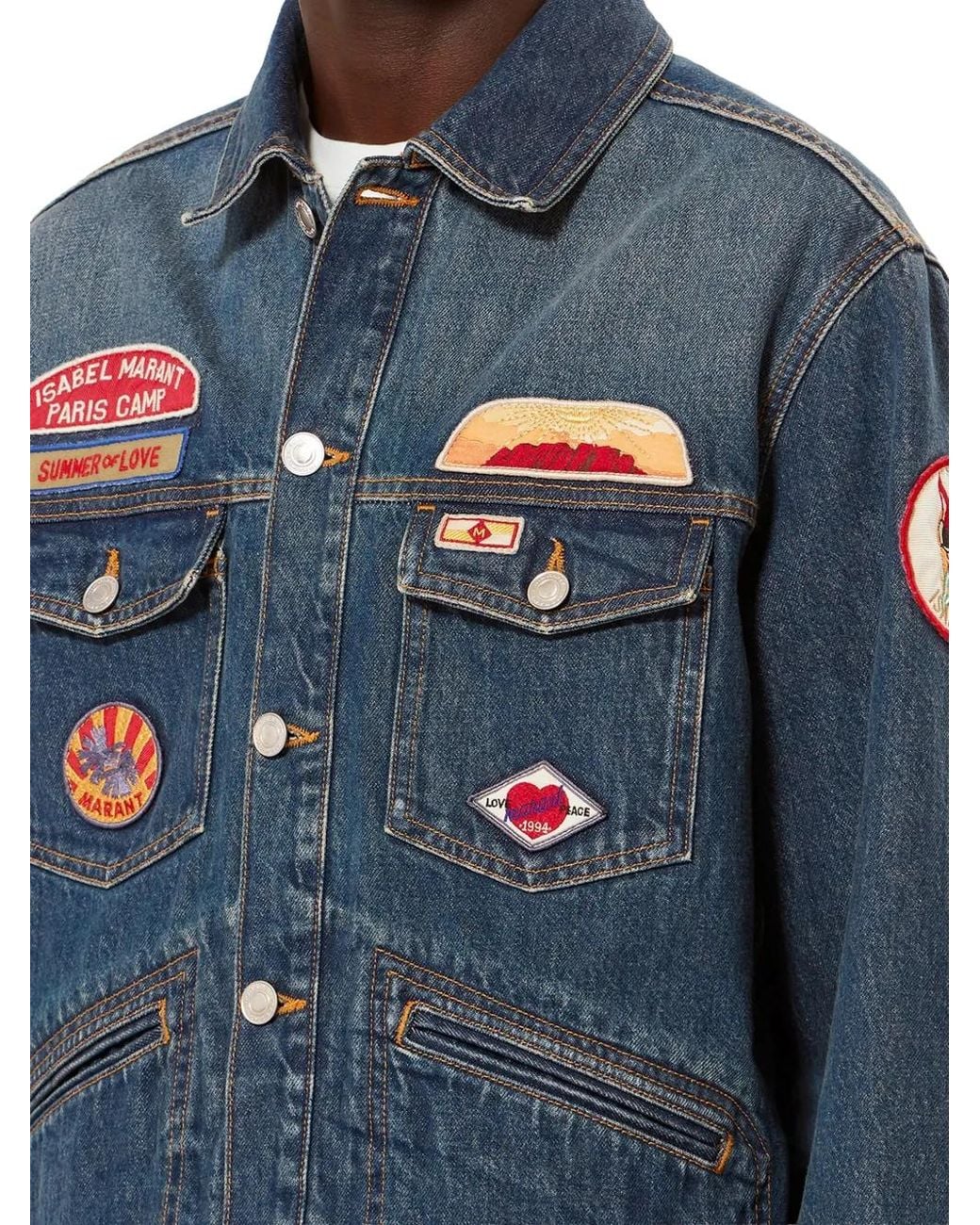Isabel Marant Blue Jarvey Embroidered Denim Jacket for men