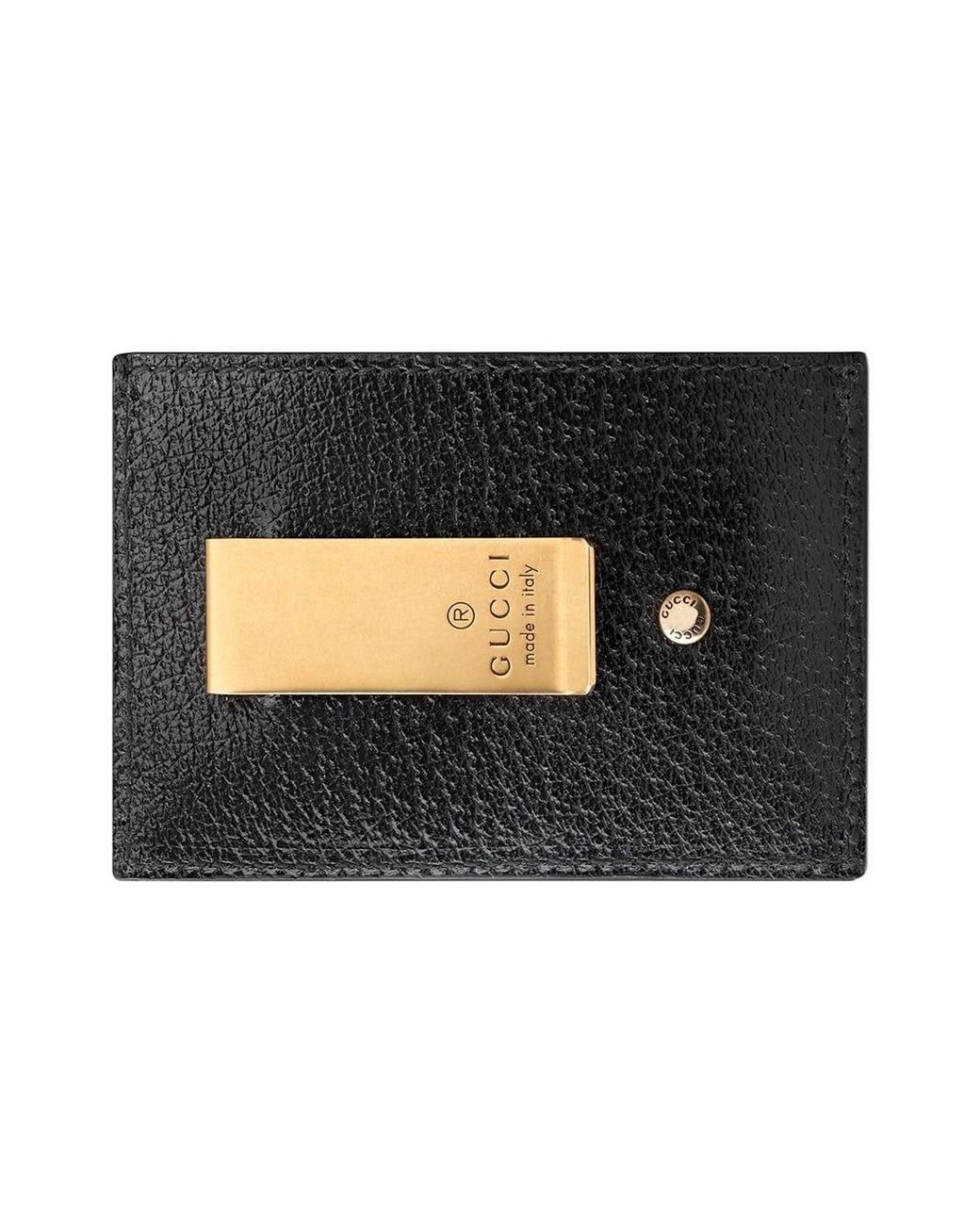 Gucci Leather Money Clip With Web in Black for Men Lyst