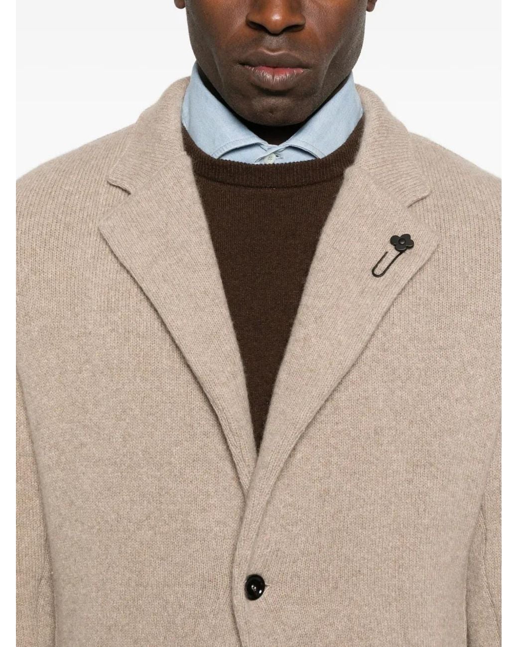 Lardini Natural Patch-Pockets Buttoned Blazer for men