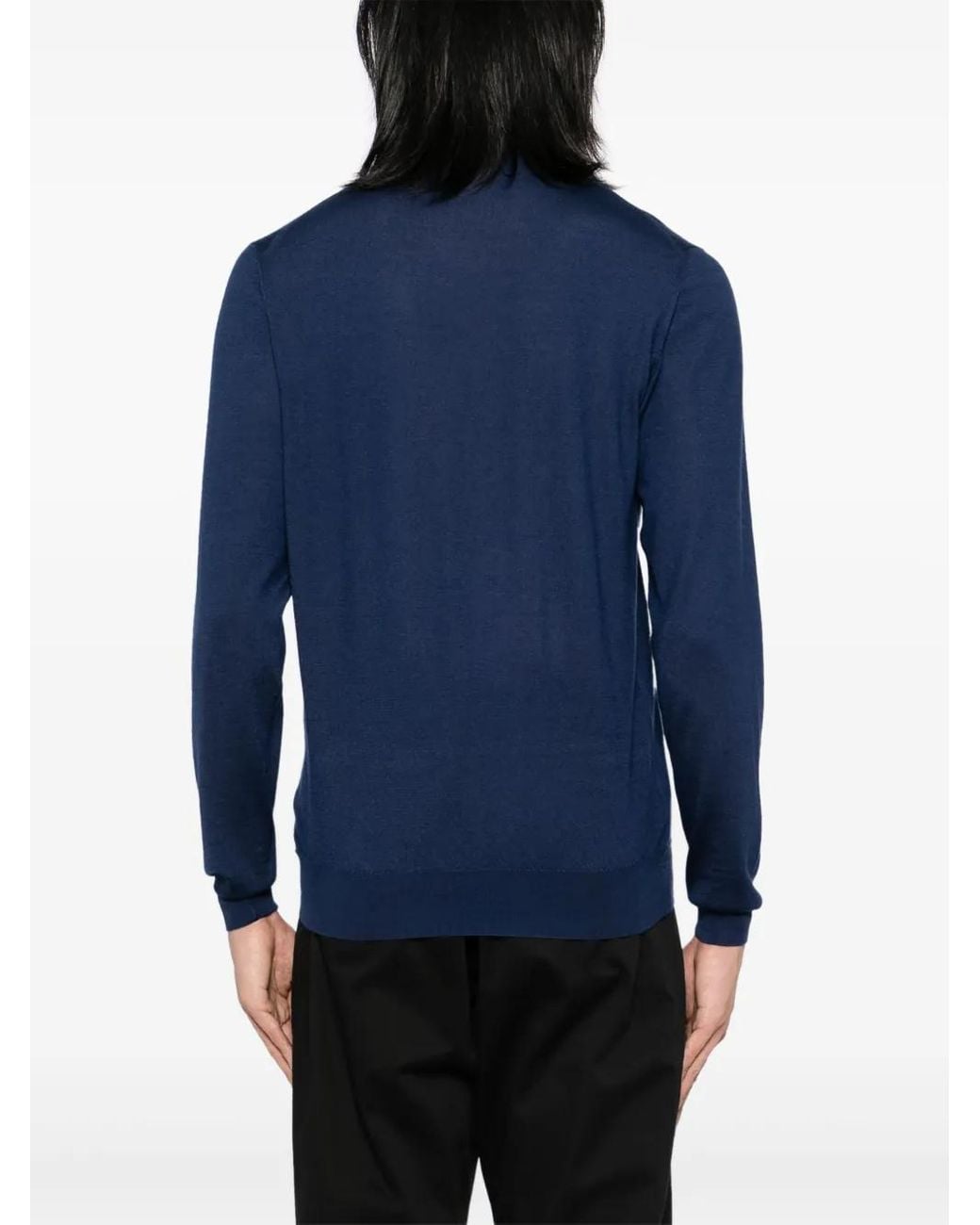Fedeli Blue Mock Neck Jumper for men