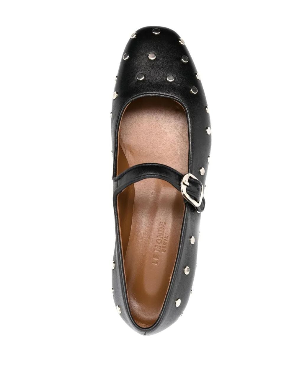 Le Monde Beryl Black Mary Jane Studded Ballerina Shoes