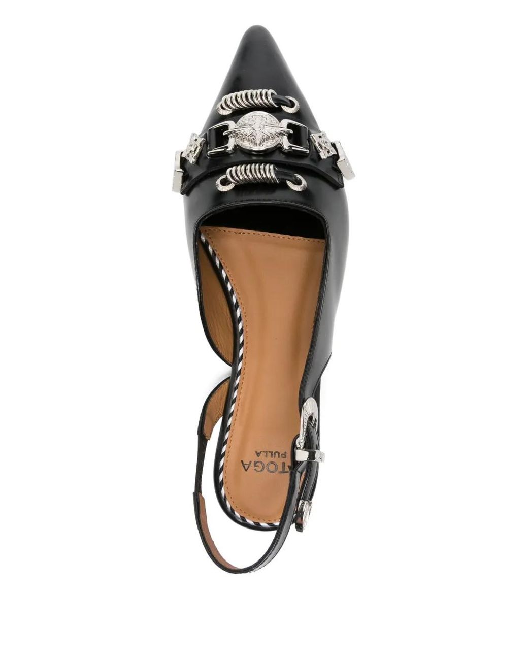 Toga Black Buckle-Embellished Slingback Mules