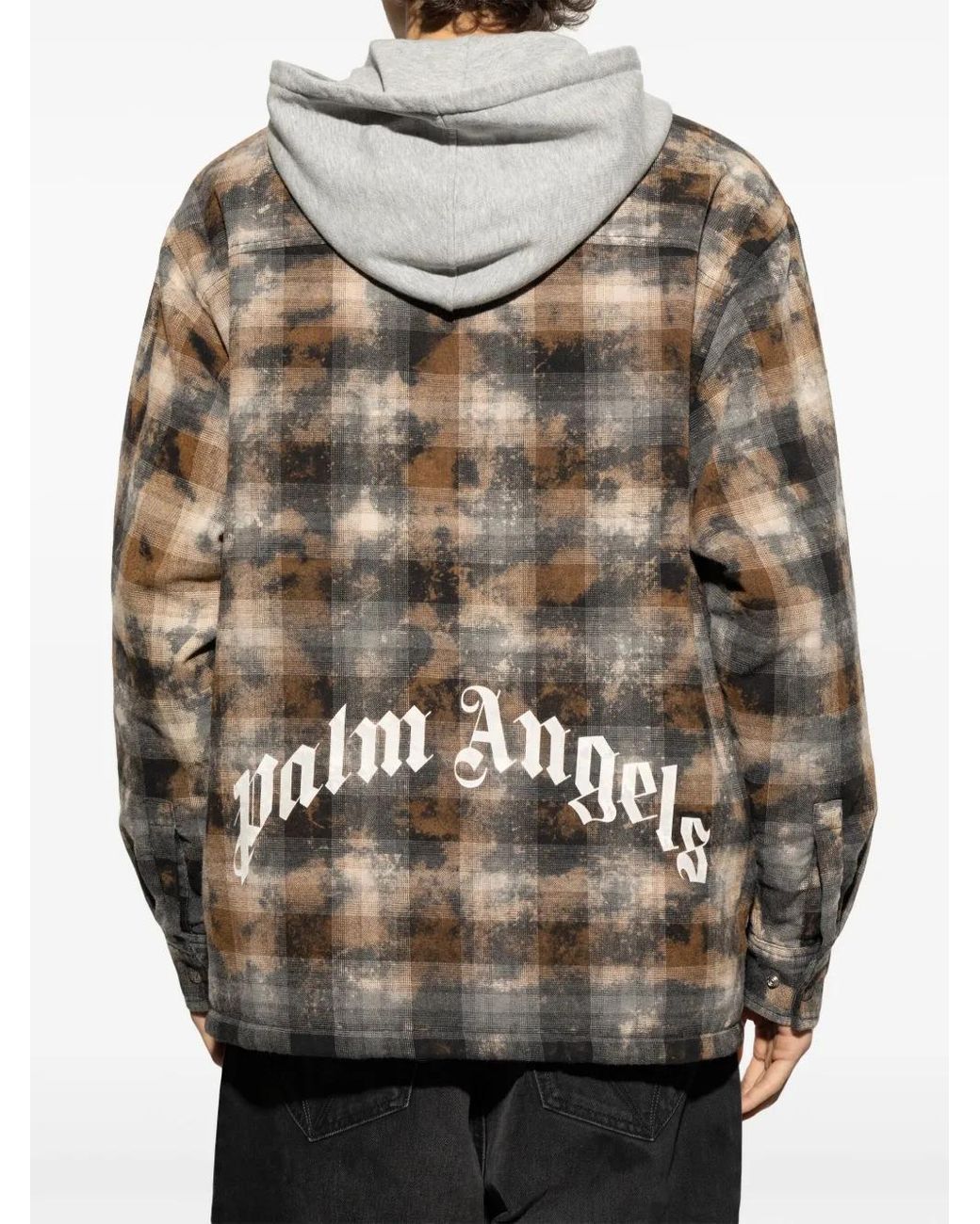 Palm Angels Gray Check-Pattern Shirt Jacket for men