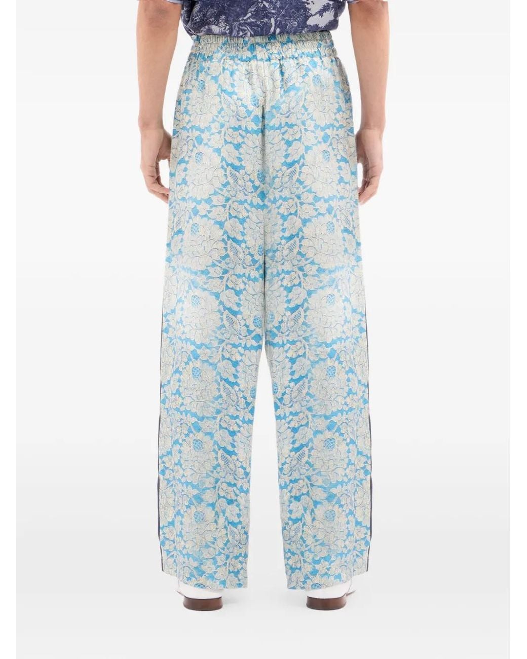 Pierre Louis Mascia Blue Floral Jacquard Trousers