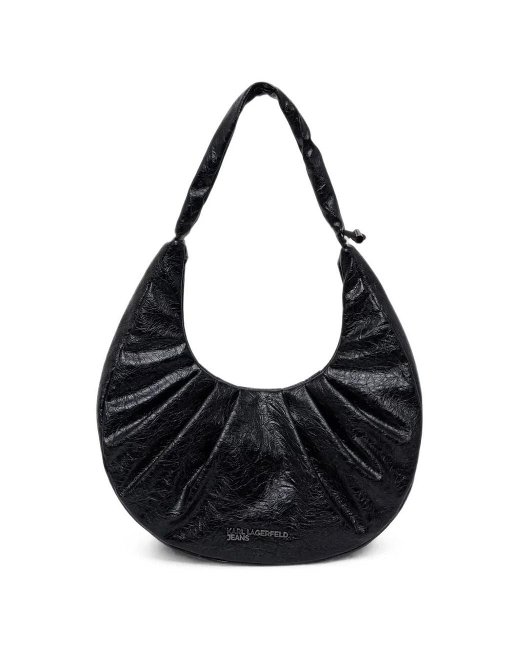 Karl Lagerfeld Black Crinkled-Effect Pleated Tote Bag