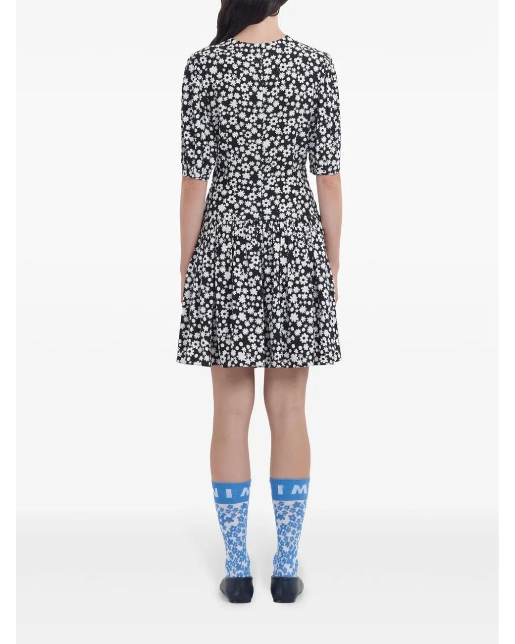 Marni Black Floral-Print Mini Dress