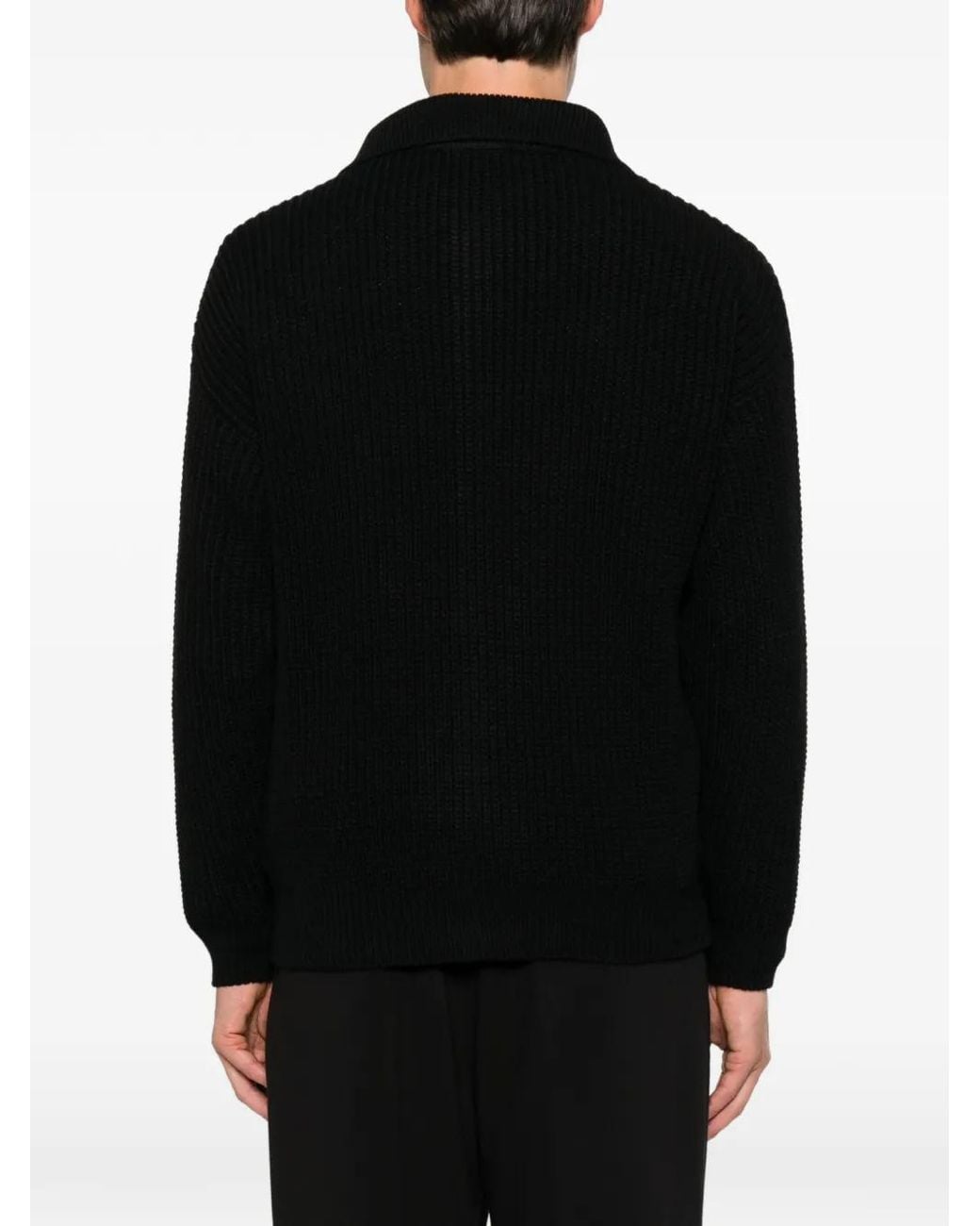 Imperial Black Ribbed-Knit Cardigan for men