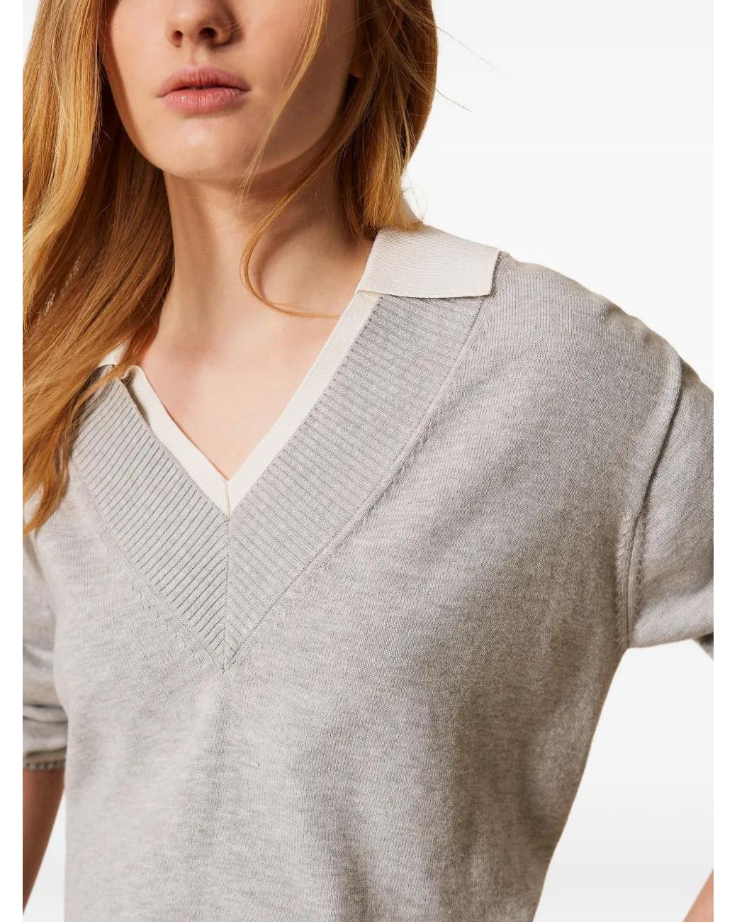 Pull À Col Pointu Twinset en coloris White