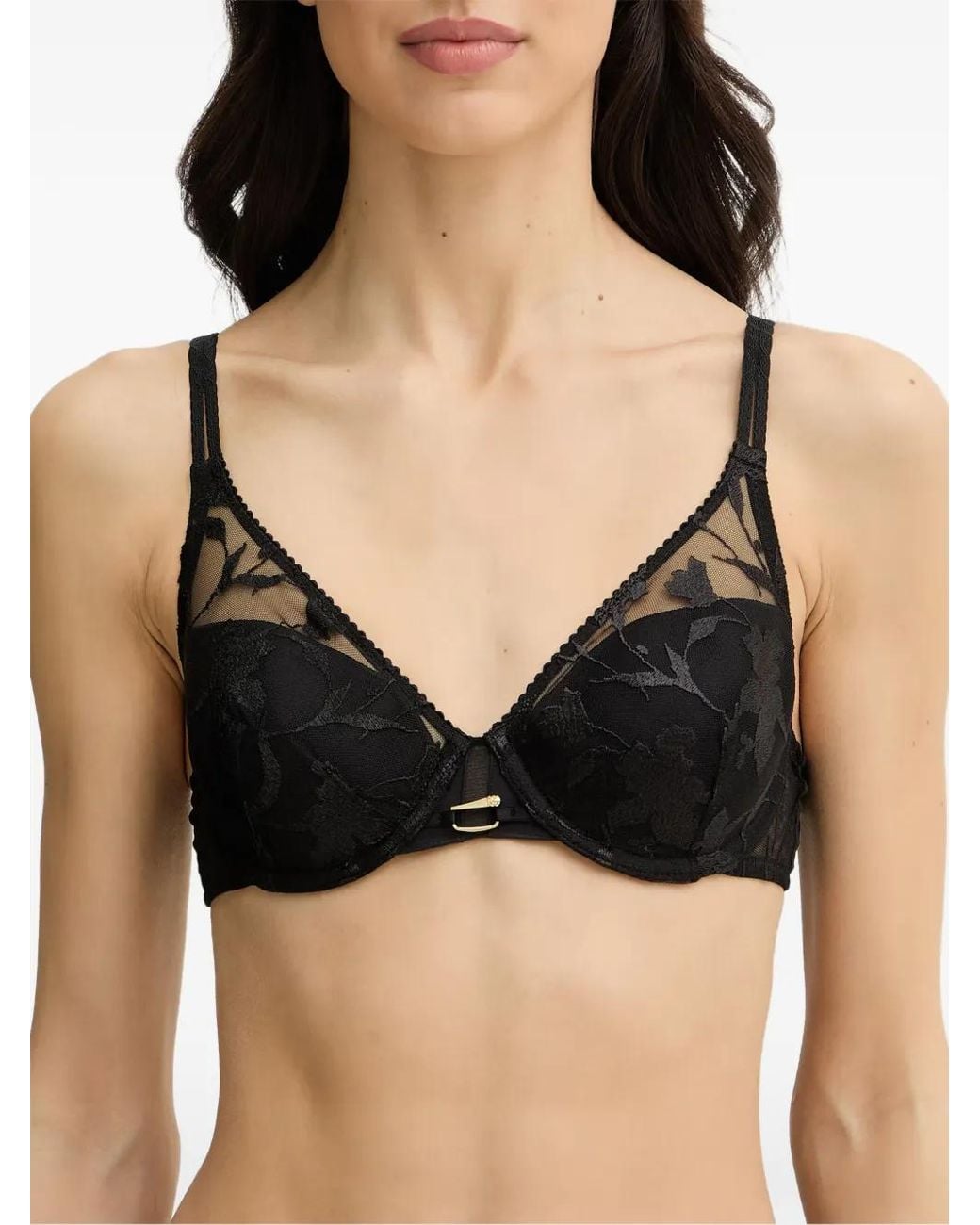 Chantelle Black Idyll Embroidered Lace-Trim Bra