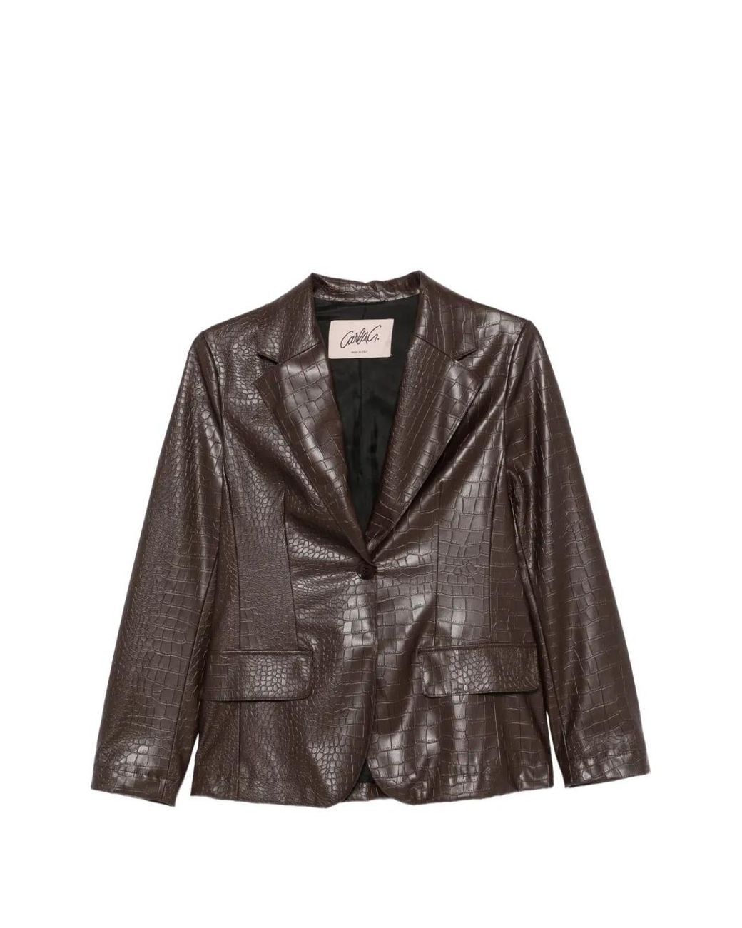 Carla G Brown Croc-Effect Single-Breasted Blazer