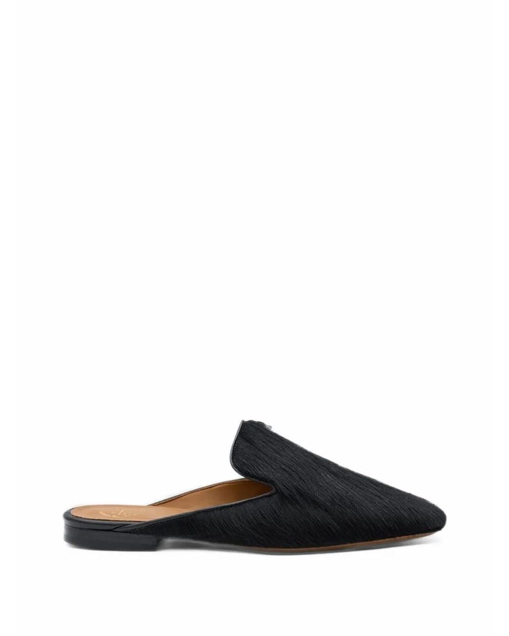 Atp Atelier Black Cles Pony-Effect Leather Mules