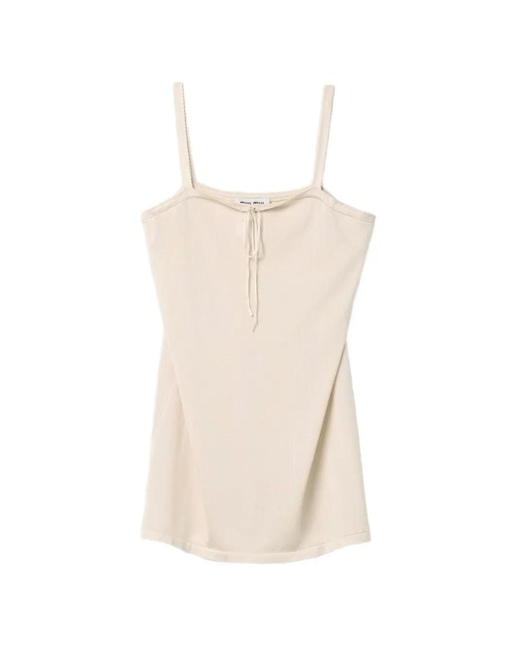 Miu Miu White Robe Courte En Soie