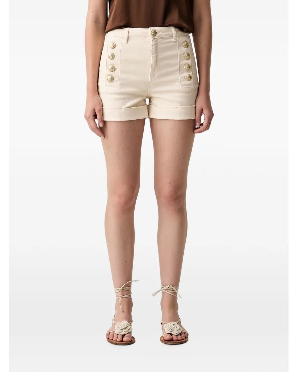 ViCOLO Natural Button-Embellishment Short