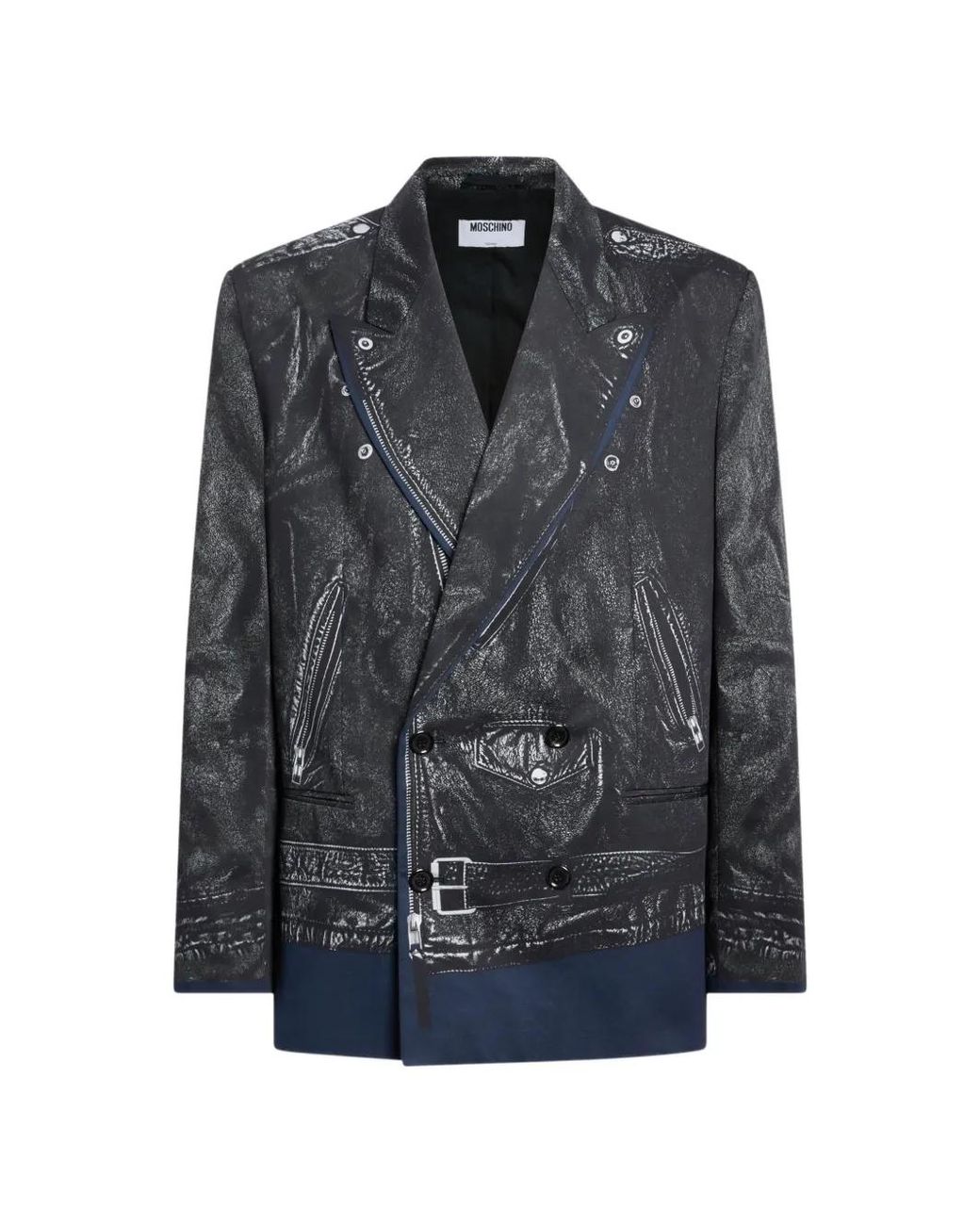 Moschino Gray Veste Imprimée À Boutonnière Croisée for men