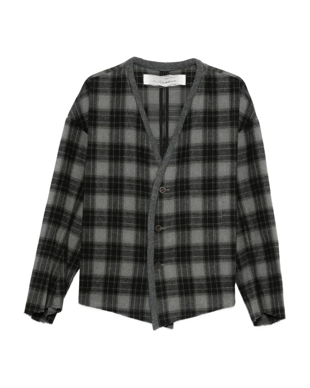 Individual Sentiments Black Plaid-Pattern Cardigan for men