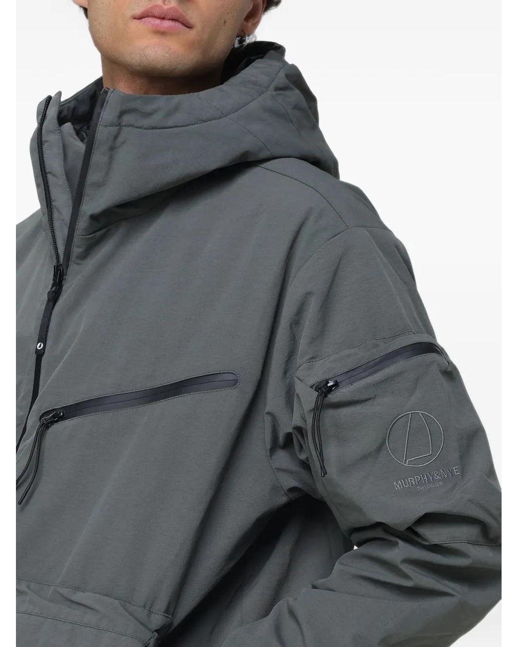 Murphy & Nye Gray Hooded Multi-Pocket Jacket for men