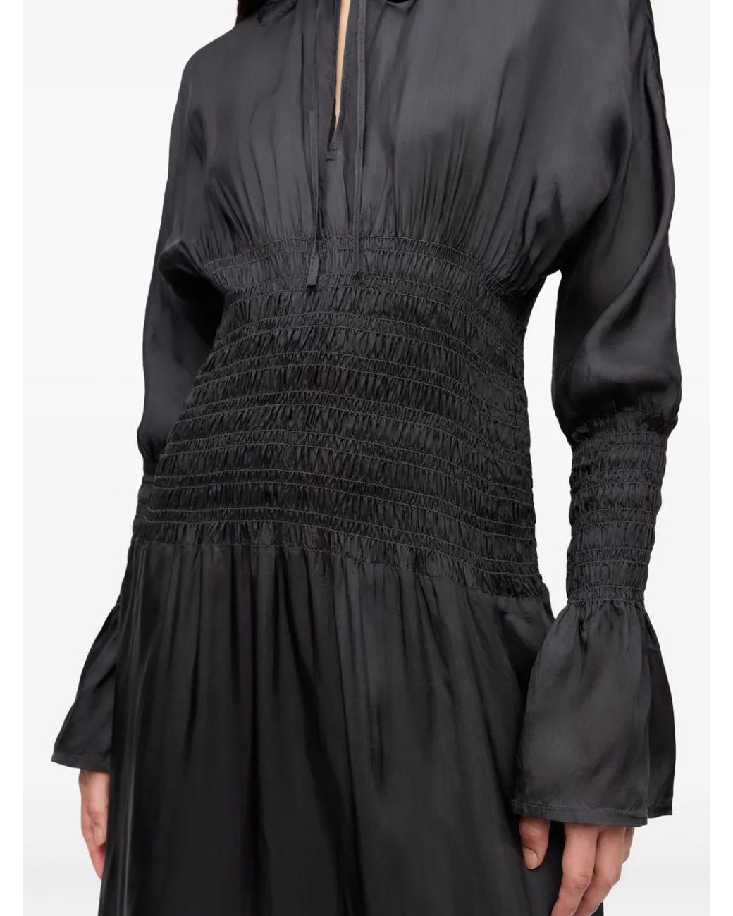 Ganni Black Smocked Dress