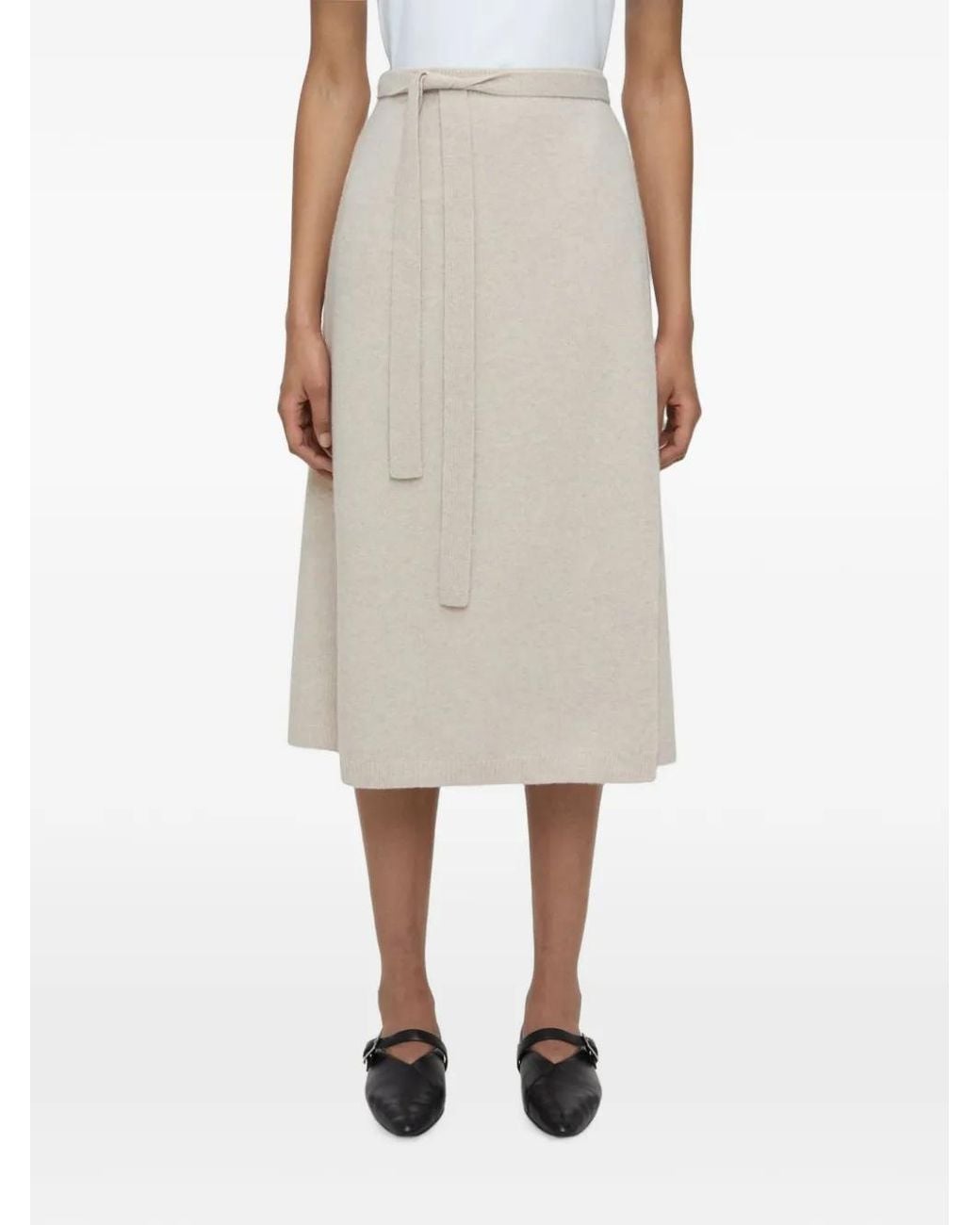 Closed Natural Merino-Wool Wrap Midii Skirt