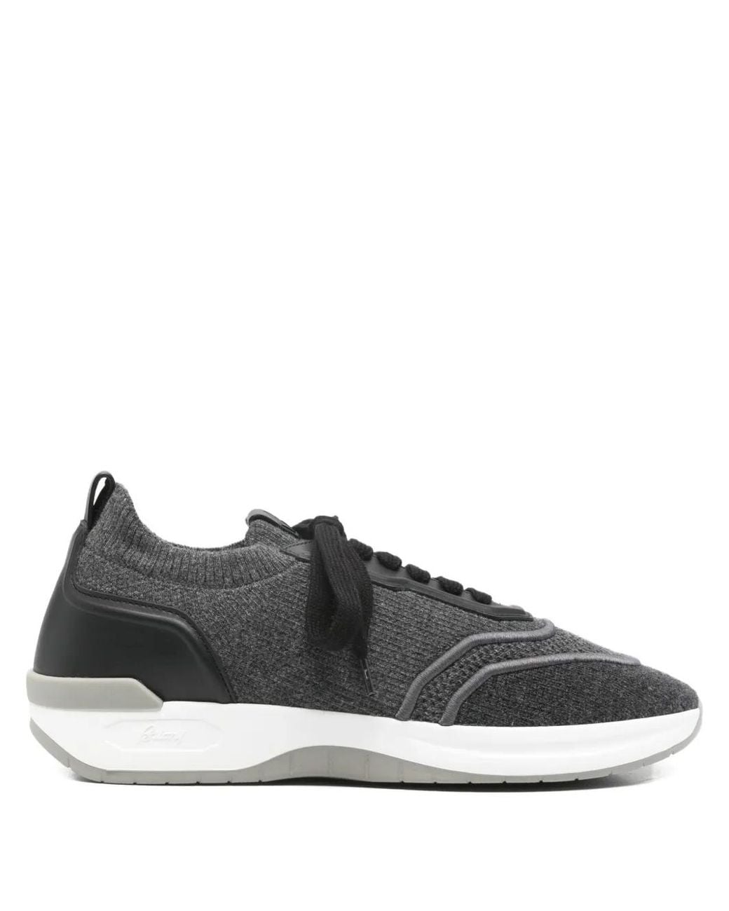 Brioni Black Panelled Lace-Up Sneakers for men
