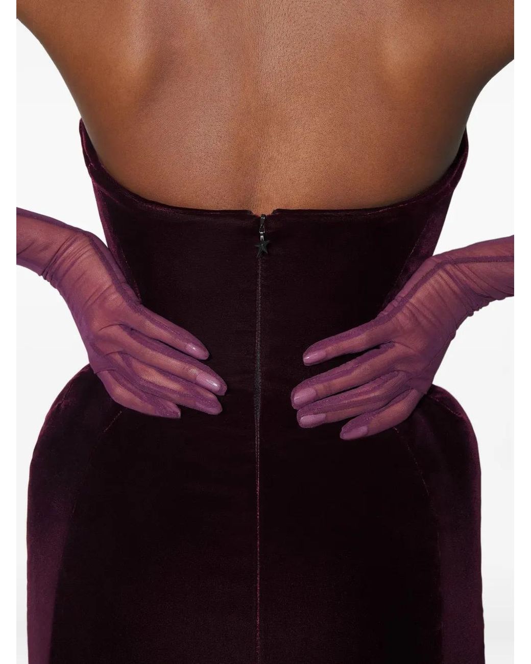 Mugler Purple Strapless Maxi Dress