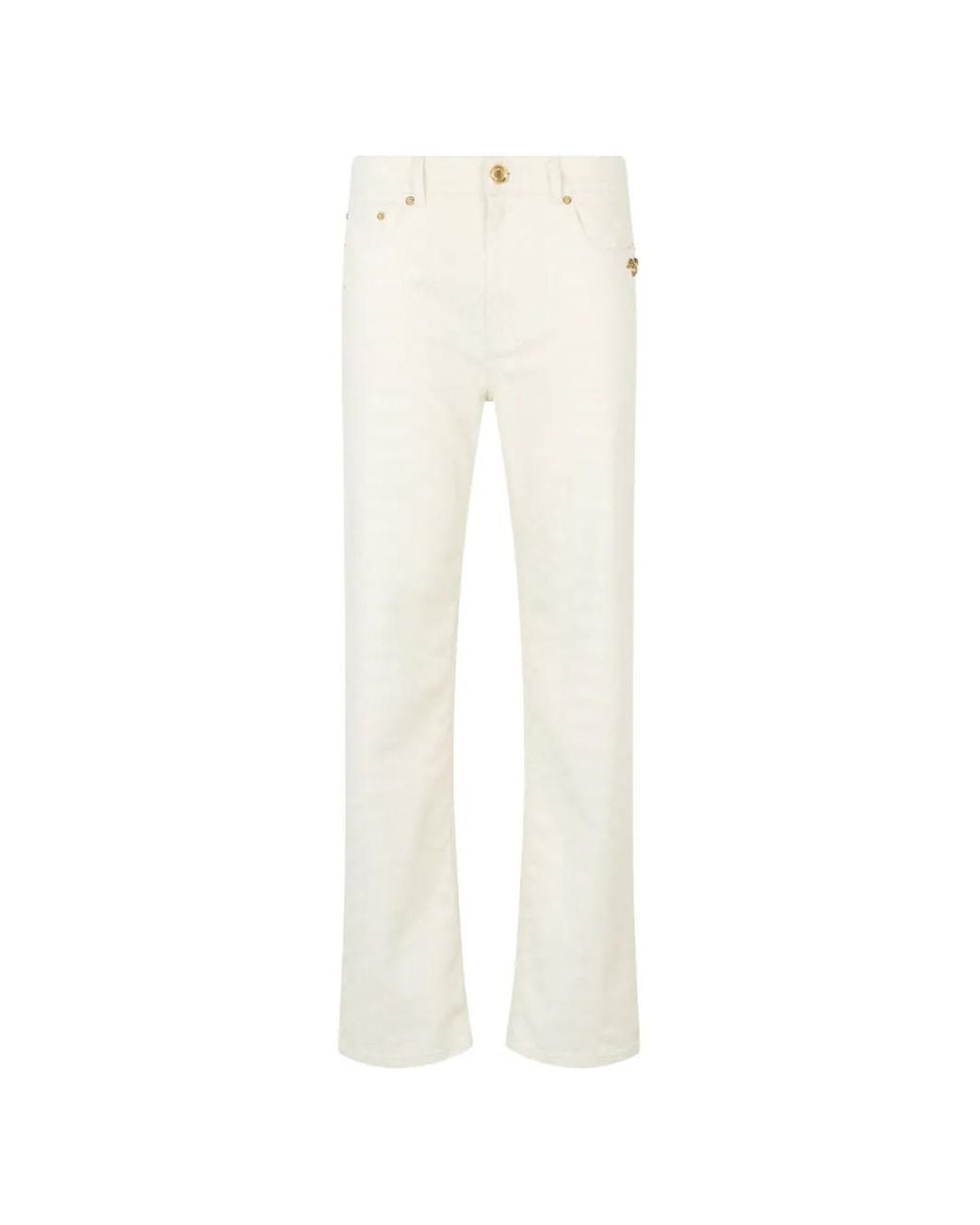 Roberto Cavalli White Scale-Print Jeans