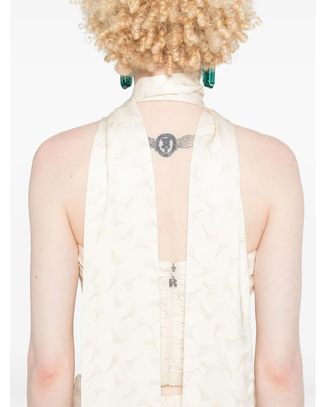ROTATE BIRGER CHRISTENSEN White Satin Crop Scarf Top