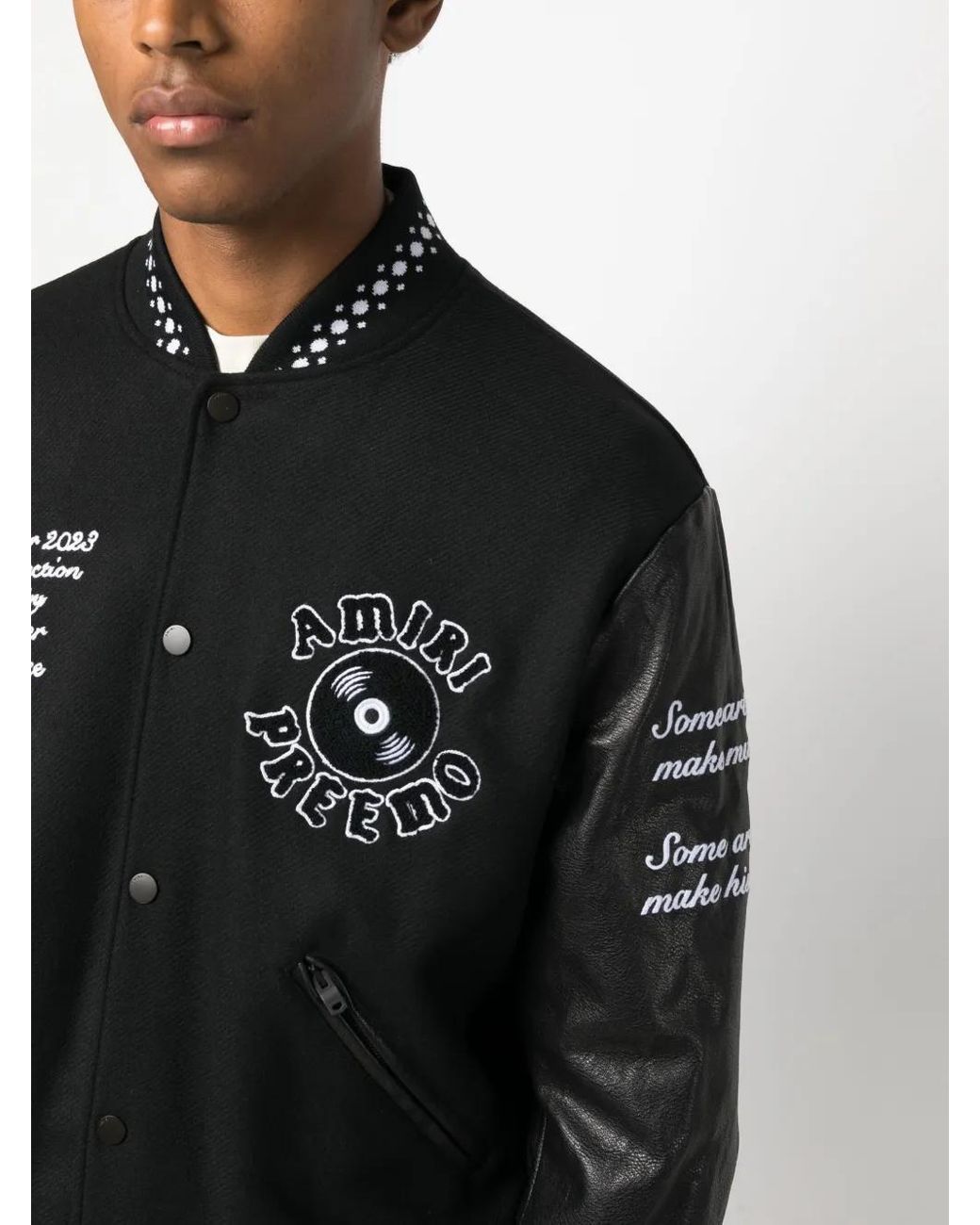 Amiri Black Logo-appliquè Varsity Jacket for men