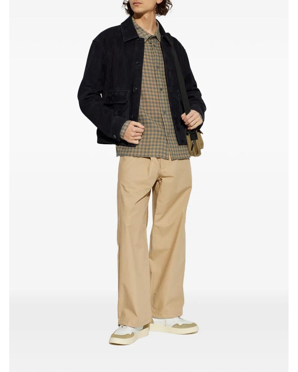 FRAME Blue Buttoned Suede Jacket for men