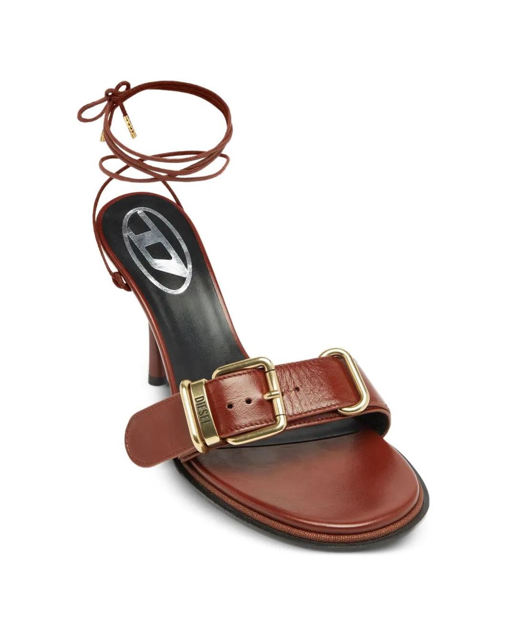 DIESEL Brown D-Cocco Ankle-Wrap Sandals