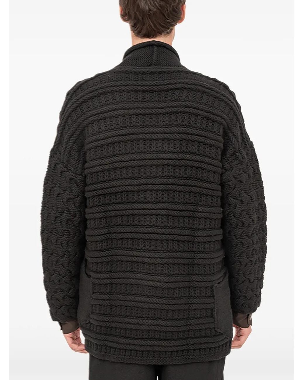 DEVOA Black Textured Cardigan for men