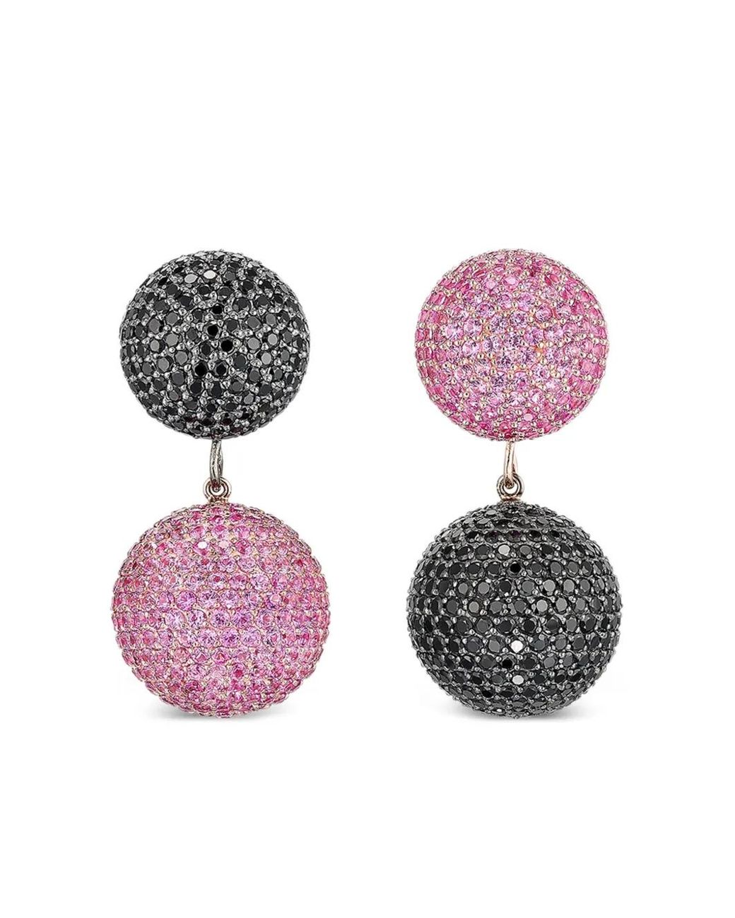 Anabela Chan Pink 18K Rose Vermeil Bauble Sapphire And Diamond Earrings