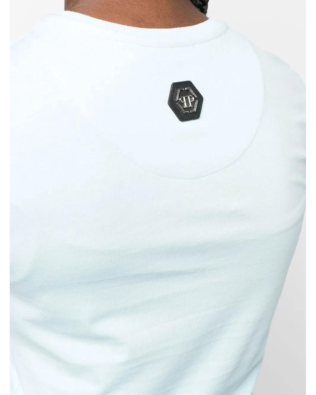 Philipp Plein Blue Crystal Skull Cotton T-Shirt