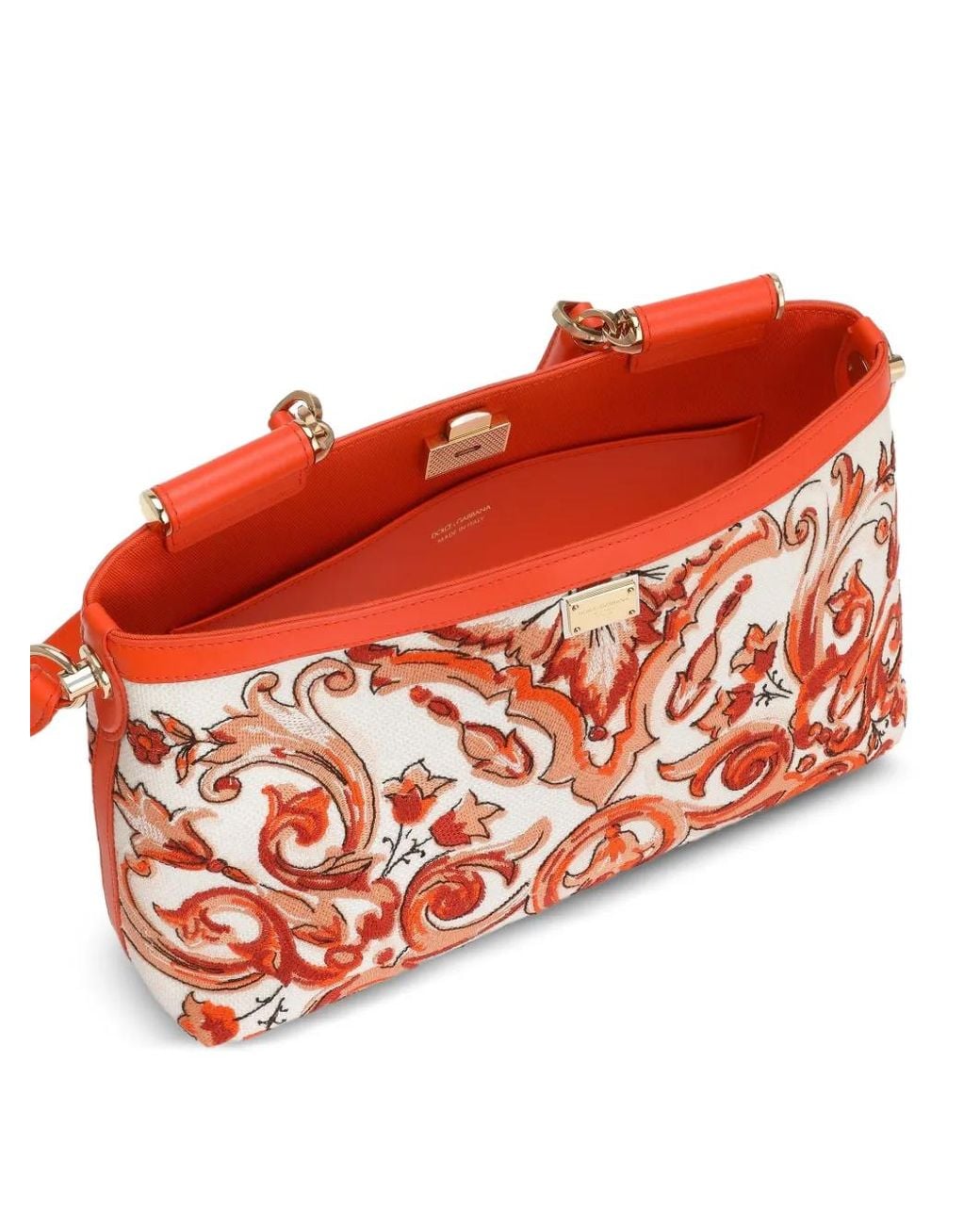 Dolce & Gabbana Red Medium Vittoria Handbag With Majolica-Embroidery